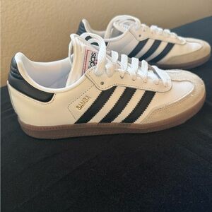 Adidas Samba White and Black Trainers